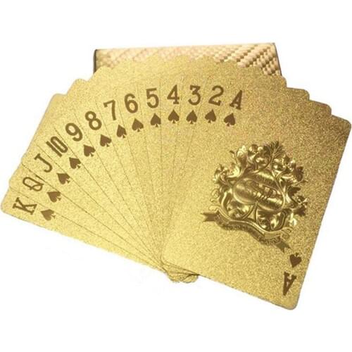 New Golden Playing Cards Game Luxury Gold Foil Poker Set Grid Plastic Foil Poker Durable Waterproof Cards Black Radiation