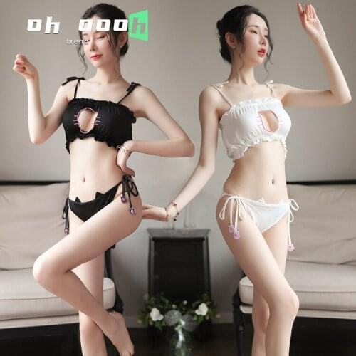 Ohoooh Anime Cosplay Cute Kitten Underwear Set Maiden Kawaii Cat Tie-up Uniform Temptation Sexy Lingerie Suit Japanese Sukumizu