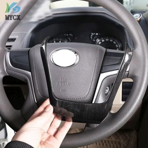 Black Wood Grain ABS Steering Wheel Decoration strips Trim For Toyota Land Cruiser Prado FJ150 150 2018 Car Accessories