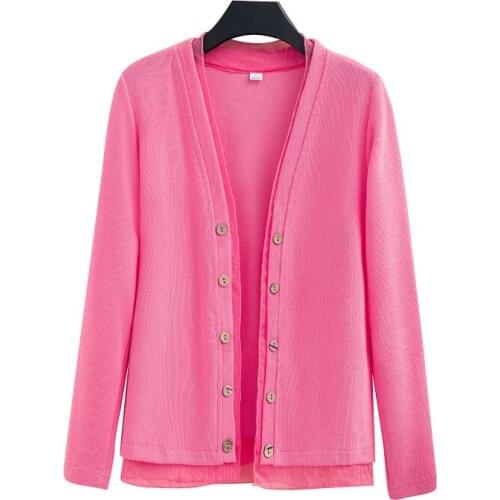 Casual Women Knitted Cardigans Sweater Fashion Spring Autumn V-neck Long Sleeve Jumper Single Breasted Female Plus Size Top