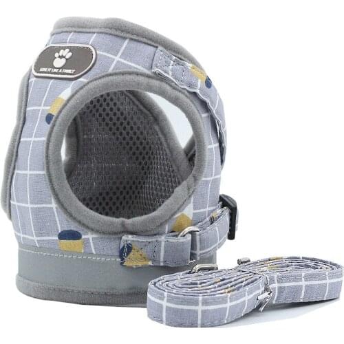Harness Leads Dog Chain Leash Printed Vest Pet Clothes Dog Harness Reflective Dogs Harness And Leash Set Breathable Dogs Vest