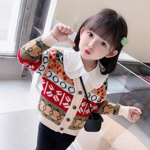 Girls Sweater Babys Coat Outwear 2021 Hot Sale Thicken Warm Winter Autumn Knitting Cardigan Christmas Gift Childrens Clothing