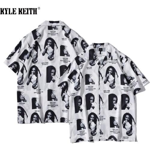 Harajuku Vintage Street Mens Shirts Short Sleeve Summer Hawaiian Print Hip Hop Shirt Man Women Chemise Homme Clothing