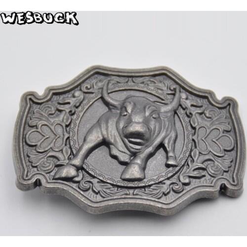 WesBuck Brand Retail High Quality 3D Bull Belt Buckle With Metal Fashion Man Woman Buckles With PU Belt
