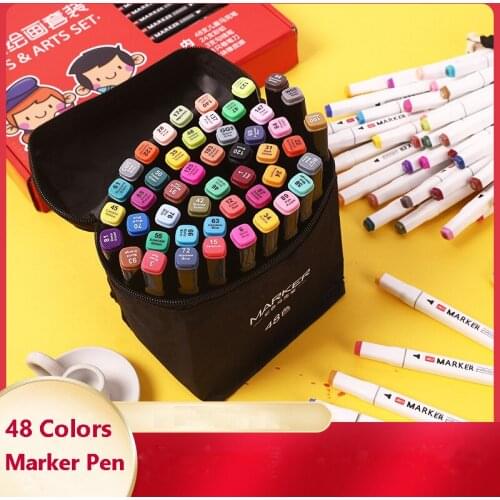 Colorful Markers for Sketching Sets 48Pcs Markers for Artists Sketch Marker With Two Tips Marker Pens School Supplies Stationery