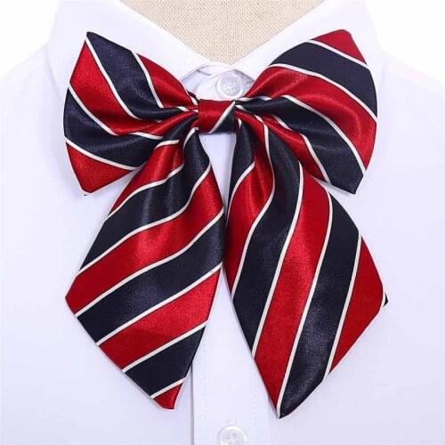 1PC Hot Women Girls Silk Bow Ties Striped Stewardess Butterfly Bowties Cravat Vintage Neck Wear Accessories