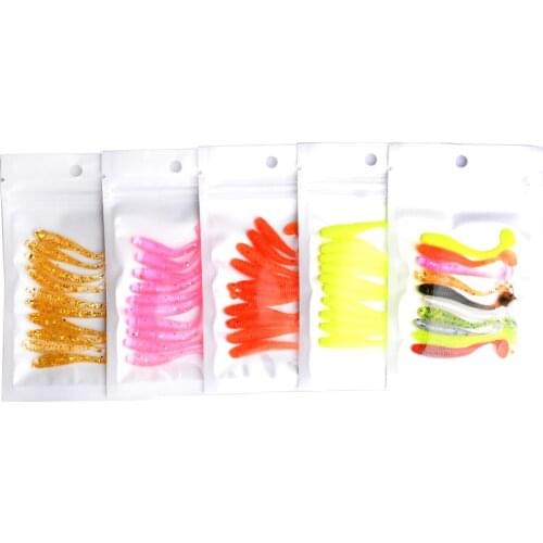 10Pcs/pack 4.5cm 0.7g Soft worms for Fishing Pesca Swimbait Jig Head Soft Lure 10 colors Fly Fishing Bait Mix Crank Hook Fishing
