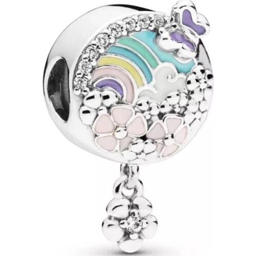 2019 European 925 Sterling silver Beads Charm Sparkling Flower Fit Pandora Bracelets DIY Women Jewelry Making