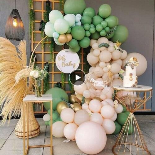 2021 152Pc Balloons Avocado Green Happy Birthday Balloon Garland Arch Kit Valentine Wedding Party Decors Gold Latex Globos Retro