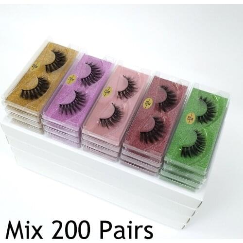 3D Mink Lashes Wholesale 30/50/100/200 Pairs Handmade 3D Mink Eyelashes Natural False Eyelashes Makeup Eye Lashes In Bulk