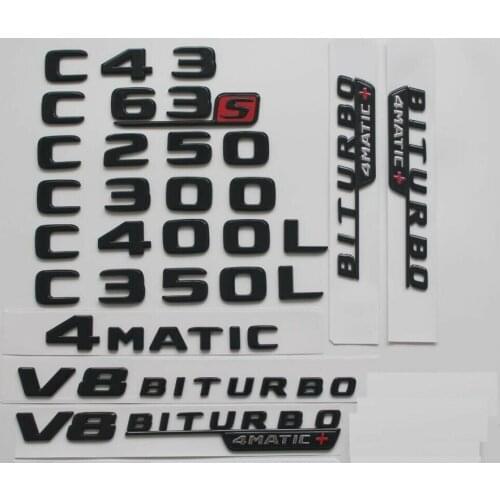 Gloss Black Emblems for Mercedes Benz W205 Coupe C43 C63 AMG C300 C220 C350 C200