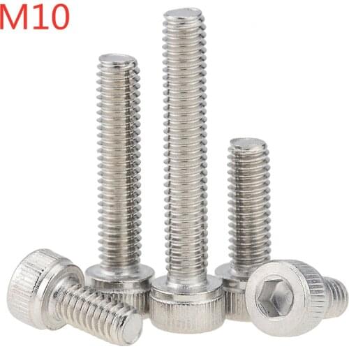 1PCS M10x20-100 25 30 35 40 50 60 70 80 90 Hexagon Hex Socket Cap Head Screw Stainless Steel Allen Bolt DIN912 Hex Screw M10*20