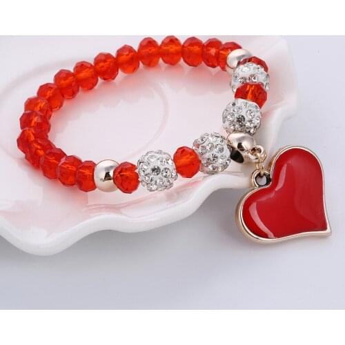 HOCOLE Crystal Bead Bracelets For Women Heart Pendant Boho Charm Natural Stone Bead Bracelet Femme 2019 Armband Couple Jewelry