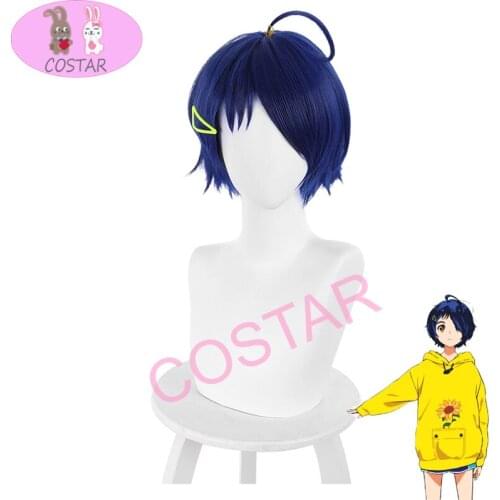 COSTAR Wonder Egg Priority Ohto Ai Cosplay Wig Blue Short Hair Wig Woman Girl Bobo Curly Headgear Halloween Party Costume Props