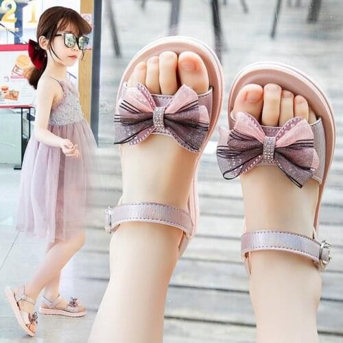 Kids Shoes for Girl Sandals Children Shoes 2021 New Summer Shoes Bowtie Kids Sandals for Girls Princess Shoes Girls Sandal 26-37