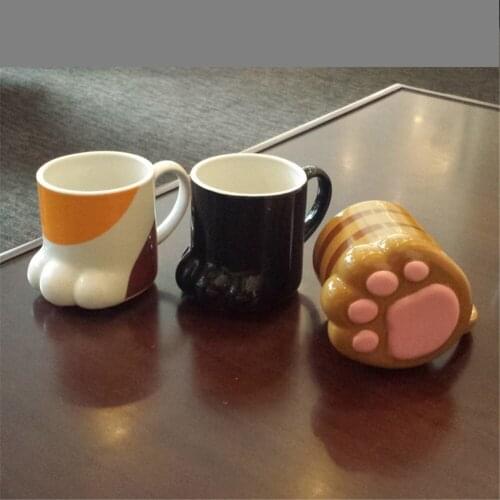 Porcelain Cat Paw Mugs Cat Paw Inspired Kitchenware Utensils Kitten Paw Mug Cup with Spoon for Home Office Bar Drinking Tools