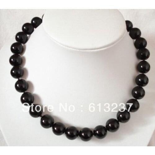 Hot free Shipping new Fashion Style diy 10mm Black stone Onyx agat carnelian Beads Necklace 18'' MY3345