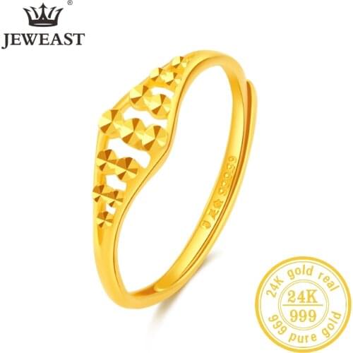 JLZB 24K Pure Gold Ring Real AU 999 Solid Gold Rings Shiny Beautiful Upscale Trendy Classic Jewelry Hot Sell New 2020