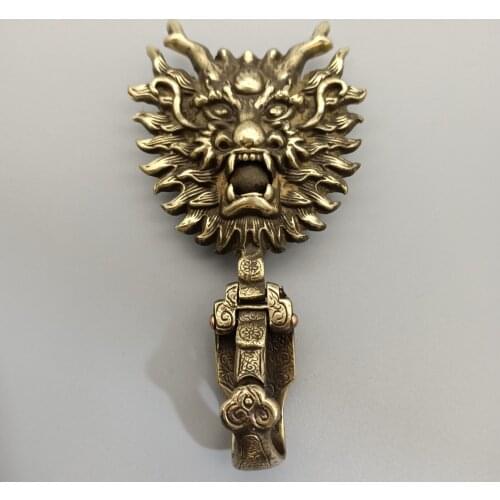 China Collection Brass Sculpture Dragon Head Belt Buckle Metal Crafts Home Decoration#1