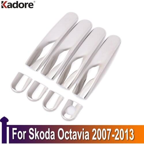 For Skoda Octavia 2007 2008 2009 2010 2011 2012 2013 Stainless Steel Side Door Handle Cover Trim Car Exterior Accessories