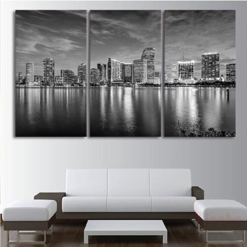 3 Pieces,Diy Diamond Embroidery Black and white cityscape Diamond Painting Cross Stitch Full Square Round Diamond Mosaic Kit