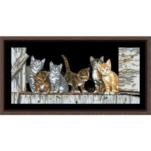 Dreampattern Barnyard kitties cross stitch package sets aida 18ct 14ct 11ct black cloth people kit embroidery DIY handmade