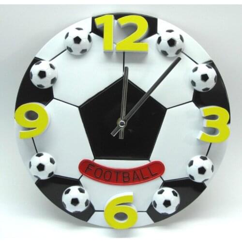 12" Football Basketball Boys Girls 3D Wall Clock Home Room Decor Creative 3D Stereoscopic Round Plastic Clock Gift