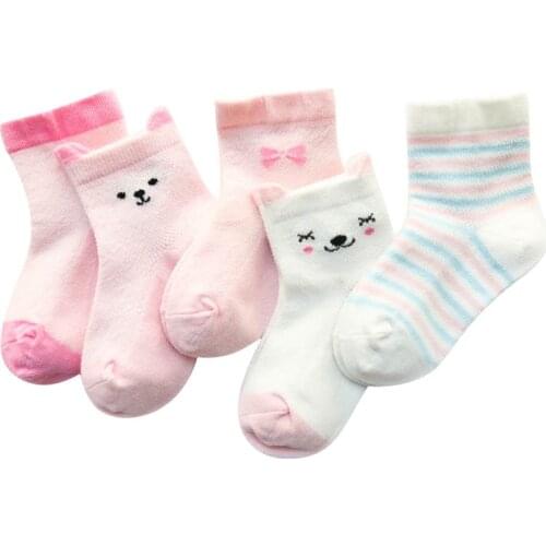 5 Pair/set Baby Socks Girl Boy Mesh Anti-slip Children Cartoon Cotton Leg Warmers Kids Newborn Baby Socks neonato 2020 New