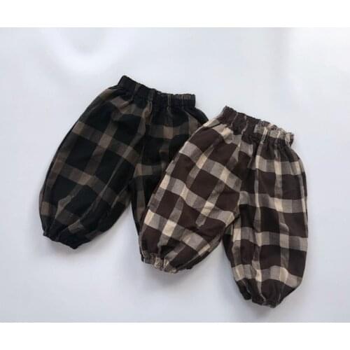1 2 3 4 5 Years Baby Boys Trousers Autumn and Spring Kids Korean Plaid Pants Fashion Cotton Soft Bloomers Pants for Boy Children