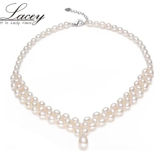 Freshwater Pearl Choker Necklace For Women,Natural White Pearl Necklace Wedding Bride Necklace Fine Jewelry