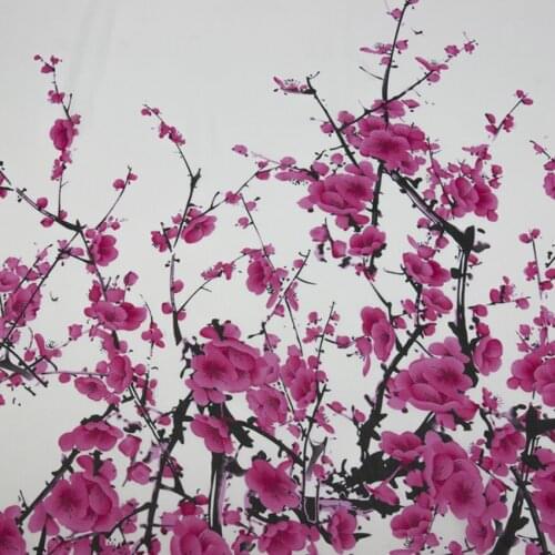 Positioning Print Flower Chiffon Fabric Chinese Style Plum Printing Ancient Cosplay Skirt Scarf Dress Fabric