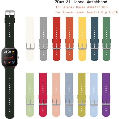 20mm Soft Silicone Watch Band For Amazfit Bip S Strap Sport Bracelet for Xiaomi Huami Amazfit GTS/Bip Lite/Bip 1S/Bip 2/GTR 42mm