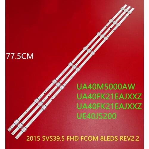 3pcs led strip backlight for Samsung UE40J5200AW UE40J5200 V5DN-395SM0-R2 R3 BN96-37622A LM41-00144A 00121X 2015 SVS39.5 FCOM