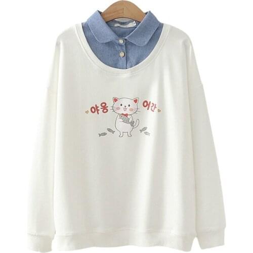 Japanese Cute Cat Kawaii Hoodie Women Autumn Long Sleeve Sweatshirt School Teen Girl Koreanstyle Harajuku Sweet Pullovers Hoody
