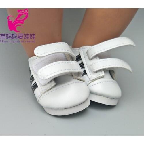 7.5CM shoes For 43 cm baby Dolls Shoes white sneackers fits For 18 " Girl Doll casual shoes Toy Boots Doll Accessories