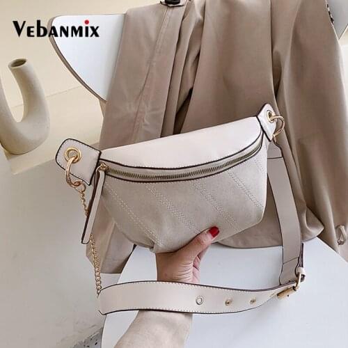 Vintage Scrub Leather Waist Bag Belt Fashion Chain Fanny Pack Banana New Brand Women Waist Pack Shoulder Chest Bags Belly Bag