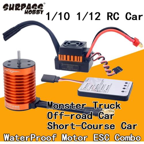 RC Waterproof F540 3300KV 4370KV Brushless Motor 60A Brushless ESC Program Card For 1/10 RC Truck Monster Buggy