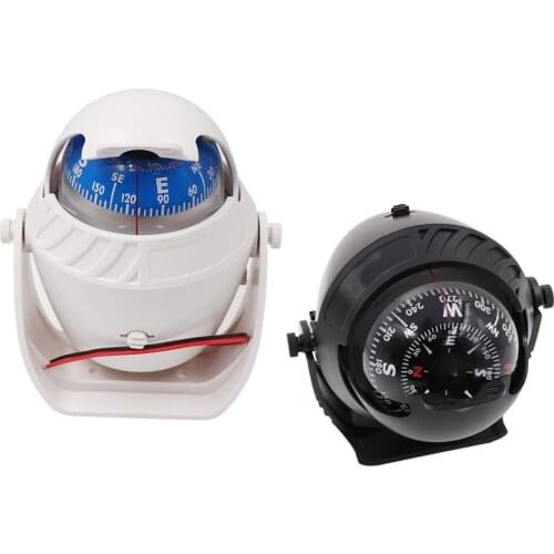 Waterproof Pivoting Sea Marine Compass Car Boat Compass for Boat Caravan Truck Boat Accessory Black White