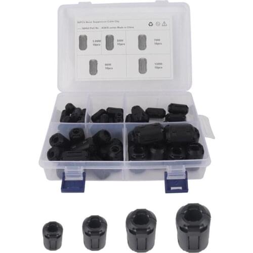 50pcs Clip-on Ferrite Ring Core RFI EMI Noise Suppressor Cable Clip for 3.5mm/5mm/7mm/9mm/13mm Diameter Cable Data Cables Wire