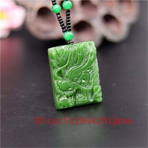 Women Jade Necklace Men Amulet for Carved Green Chinese Fashion Hand Beads Jewelry Pendant Jadeite Lucky Gifts Natural Dragon