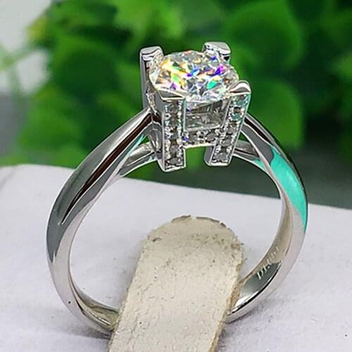 14K Au750 White Gold Women Wedding Party Engagement Ring 1 2 3 4 5 Carat Round Moissanite Diamond Ring H Crown Trendy Classic