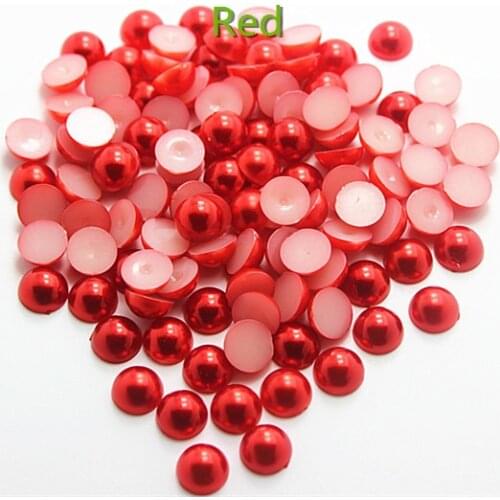 1.5-12mm Red half round flatback ABS pearl beads for diy scrapbooking,HR002