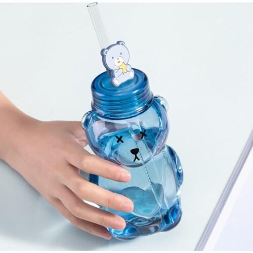 Mini Bear Cups Suction Cup Kettle For Fitness Room Children Drinking Bottle Big Capacity 430ML Food Grade PC Christmas Gift 1pcs