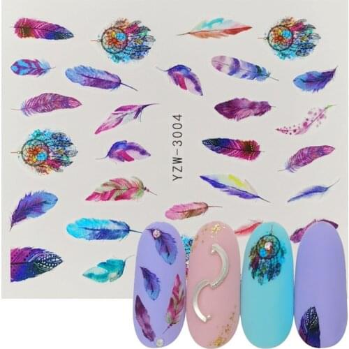 1 Sheet Colorful Nail Art Water Decals Slider Dream Catcher Feather Nail Wraps Tattoo Decoration Accessories