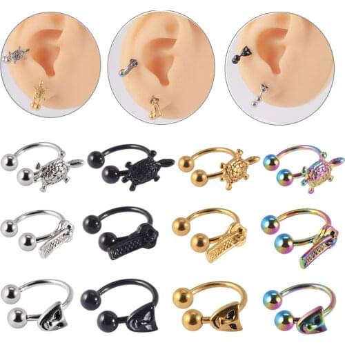 1Pc Horseshoe Barbell Piercing Tortoise Zipper Ear Septum Cartilage Helix Captive Hoop Ring Earring Belly Lip Rings Body Jewelry