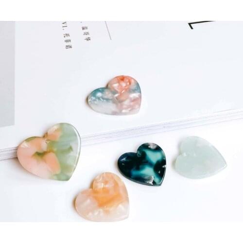 New 10pcs Colorful Acetic Acid Acrylic Heart Charms DIY Jewelry Findings Ornament Accessories Fashion Earring Necklace Pendant