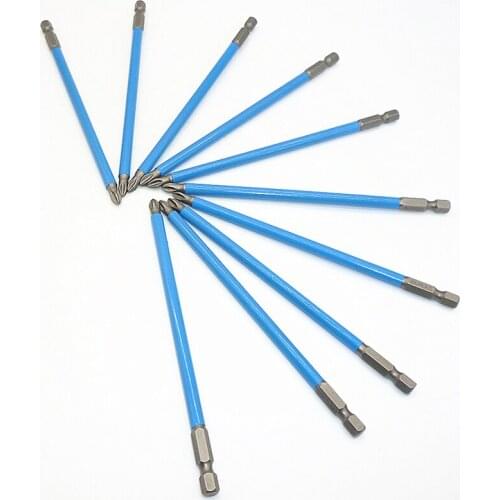 10pcs 150mm Long Phillips S2 PH2 Magnetic Antislip Impact Screwdriver Drill Bits Set Quick Release 1/4" Hex Shank For Power Tool
