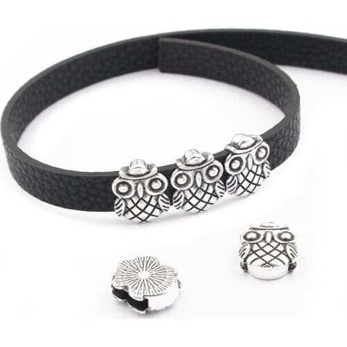 20PCS Antique Silver Color Owl Spacer Beads Hole 11*2.5mm DIY Bracelets Necklace Beads for Jewelry Making Accessories