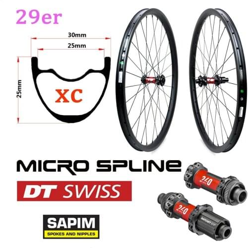 29er Carbon MTB Wheels 345g XC Mountain Bike Wheelset 11 Speed 36T DT Swiss 240 Hub Tubeless Ready Super Light Weight Rims