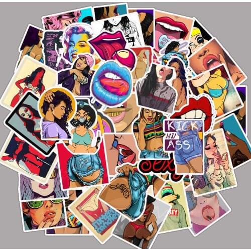 50pcs/SET Funny Sexy Girl Theme Sticker Waterproof Car Laptop Skateboard Surfboard Luggage Bicycle Kids Toy Home Decor